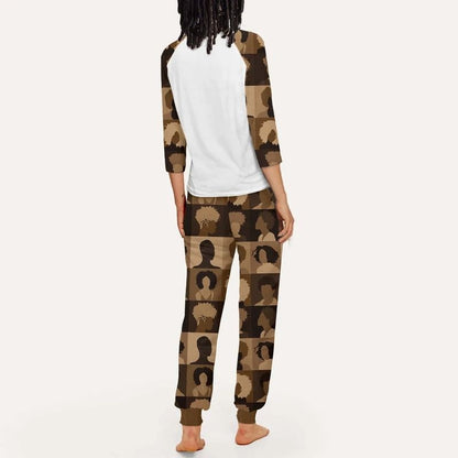 Melanin Bbn Pajama Set |Sleepwear Pjs Sets | Raglan Shirt Pants Set