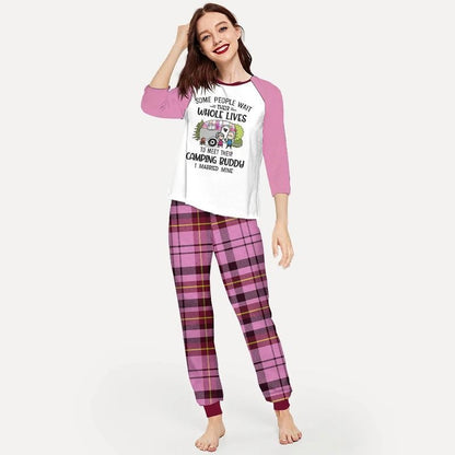 Camping Buddy Married Mine Aad Pajama Set |Sleepwear Pjs Sets | Raglan Shirt Pants Set