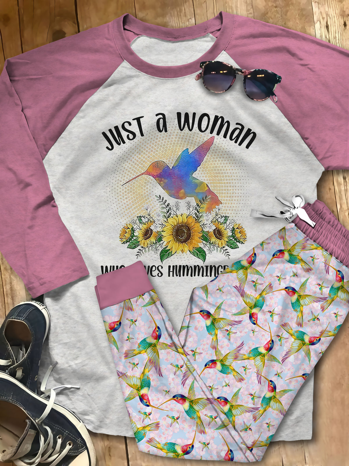 Hummingbird Hummingbird Love Abf Pajama Set |Sleepwear Pjs Sets | Raglan Shirt Pants Set