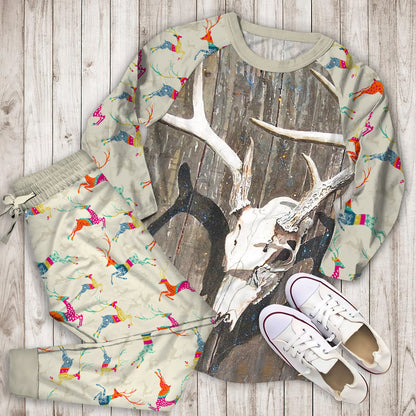 Deer Pajama Set | Pajamas | Cotton Sleepwear Sets | Soft Long Sleeve Pjs | Raglan Shirt and Pants Set