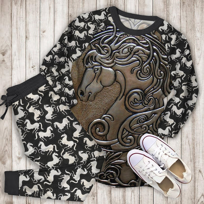 Horse Pajama Set | Pajamas | Cotton Sleepwear Sets | Soft Long Sleeve Pjs | Raglan Shirt and Pants Set