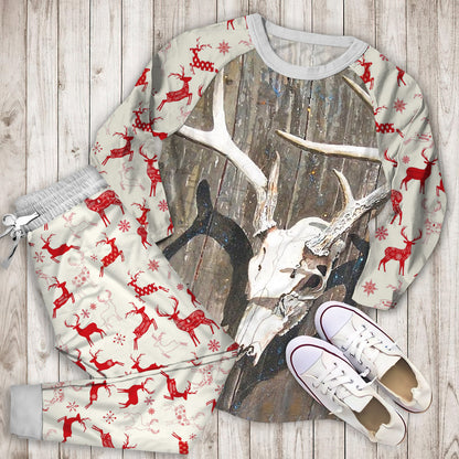 Deer Pajama Set | Pajamas | Cotton Sleepwear Sets | Soft Long Sleeve Pjs | Raglan Shirt and Pants Set