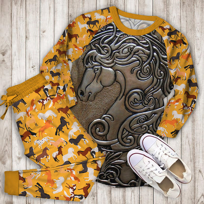 Horse Pajama Set | Pajamas | Cotton Sleepwear Sets | Soft Long Sleeve Pjs | Raglan Shirt and Pants Set