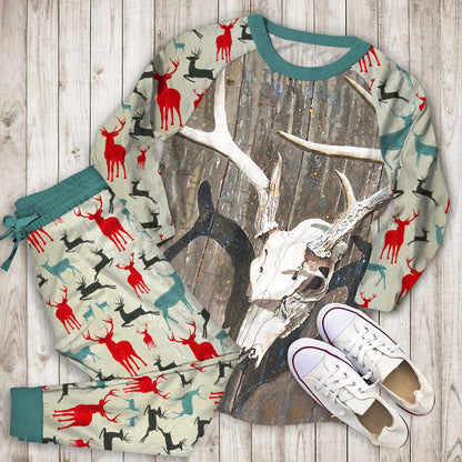 Deer Pajama Set | Pajamas | Cotton Sleepwear Sets | Soft Long Sleeve Pjs | Raglan Shirt and Pants Set