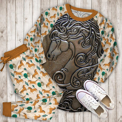 Horse Pajama Set | Pajamas | Cotton Sleepwear Sets | Soft Long Sleeve Pjs | Raglan Shirt and Pants Set