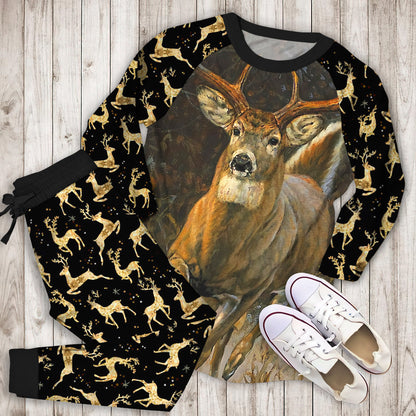 Deer Pajama Set | Pajamas | Cotton Sleepwear Sets | Soft Long Sleeve Pjs | Raglan Shirt and Pants Set