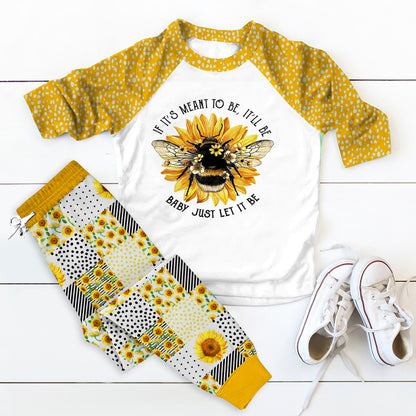 Bee Just Let It Be Aad Pajama Set |Sleepwear Pjs Sets | Raglan Shirt Pants Set