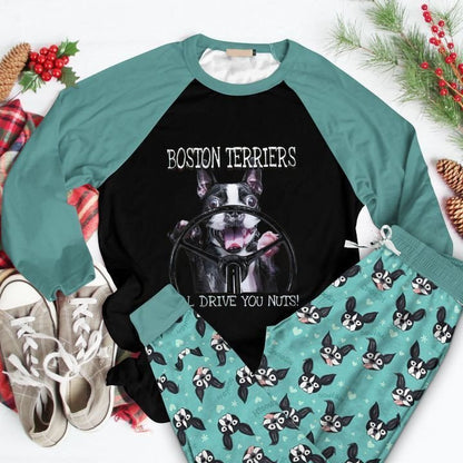 Boston Terrier This Dog Will Drive You Crazy Aac Pajama Set |Sleepwear Pjs Sets | Raglan Shirt Pants Set