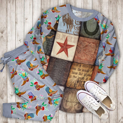 Cowboy Pajama Set | Pajamas | Cotton Sleepwear Sets | Soft Long Sleeve Pjs | Raglan Shirt and Pants Set