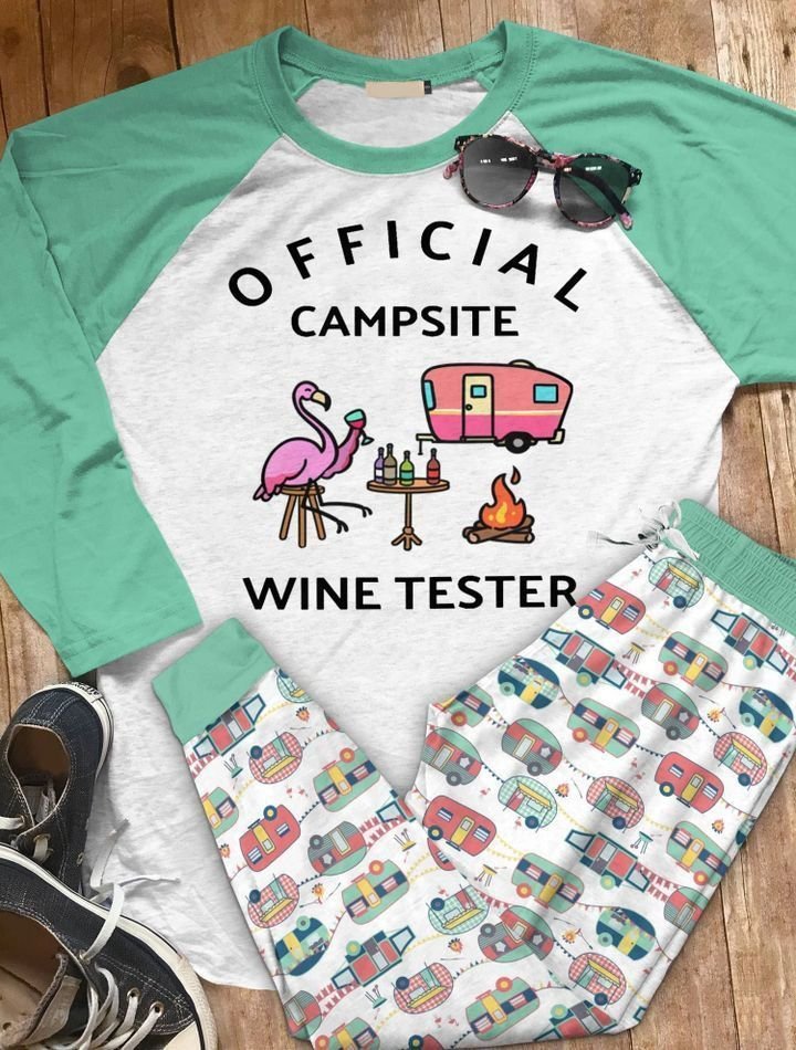 Camping Official Campsite Wine Tester Aaq Pajama Set |Sleepwear Pjs Sets | Raglan Shirt Pants Set