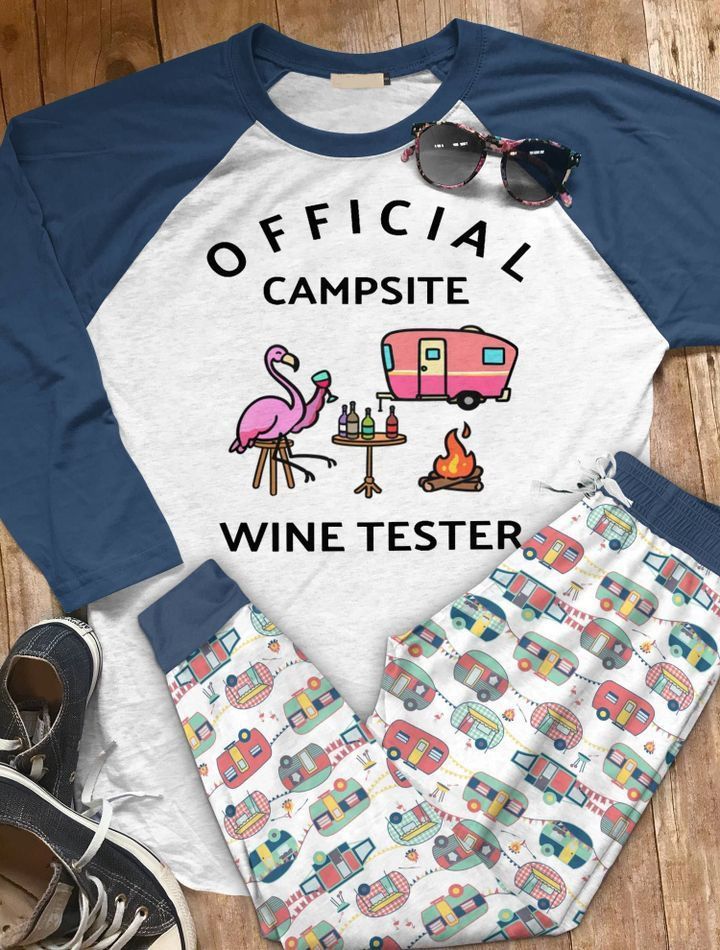 Camping Official Campsite Wine Tester Aaq Pajama Set |Sleepwear Pjs Sets | Raglan Shirt Pants Set