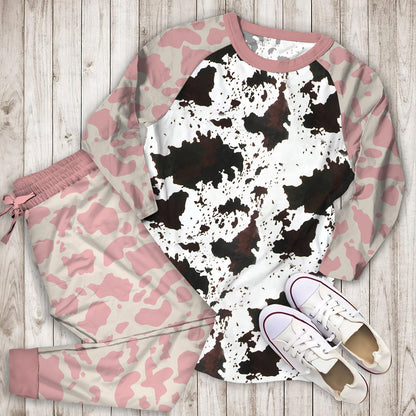 Cow Pajama Set | Pajamas | Cotton Sleepwear Sets | Soft Long Sleeve Pjs | Raglan Shirt and Pants Set