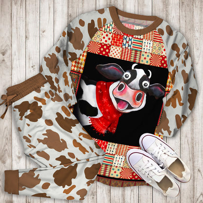 Cow Pajama Set | Pajamas | Cotton Sleepwear Sets | Soft Long Sleeve Pjs | Raglan Shirt and Pants Set