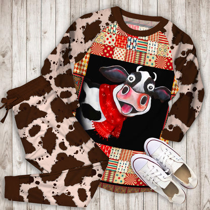 Cow Pajama Set | Pajamas | Cotton Sleepwear Sets | Soft Long Sleeve Pjs | Raglan Shirt and Pants Set