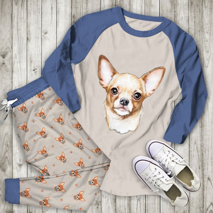 Chihuahua Im Your Chihuahua Aau Pajama Set |Sleepwear Pjs Sets | Raglan Shirt Pants Set