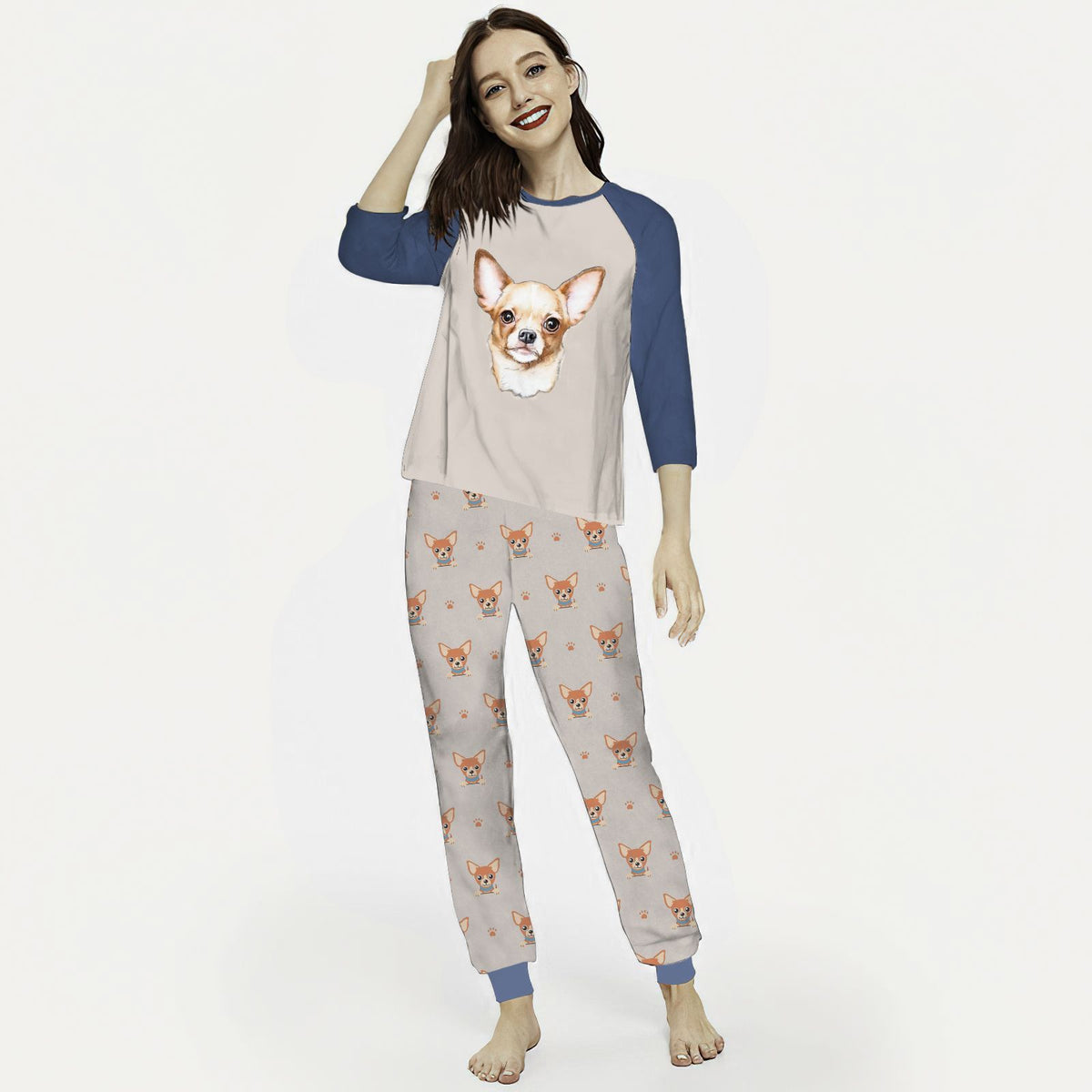 Chihuahua Im Your Chihuahua Aau Pajama Set |Sleepwear Pjs Sets | Raglan Shirt Pants Set