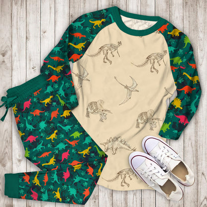 Dinosaur Pajama Set | Pajamas | Cotton Sleepwear Sets | Soft Long Sleeve Pjs | Raglan Shirt and Pants Set