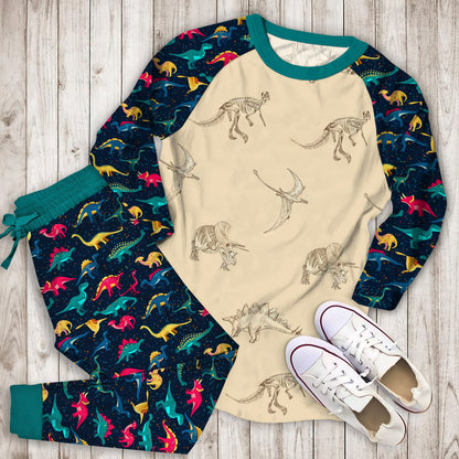 Dinosaur Pajama Set | Pajamas | Cotton Sleepwear Sets | Soft Long Sleeve Pjs | Raglan Shirt and Pants Set