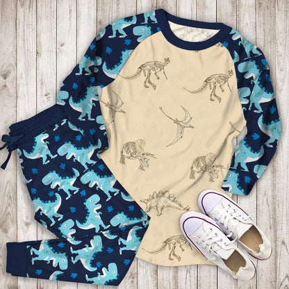Dinosaur Pajama Set | Pajamas | Cotton Sleepwear Sets | Soft Long Sleeve Pjs | Raglan Shirt and Pants Set
