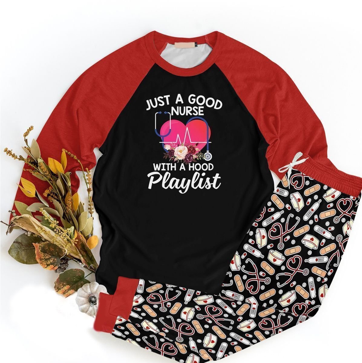Nurse Good Nurse Act Pajama Set |Sleepwear Pjs Sets | Raglan Shirt Pants Set
