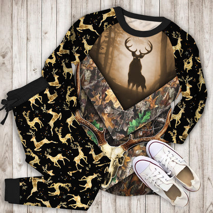 Deer Hunting Pajama Set | Pajamas | Cotton Sleepwear Sets | Soft Long Sleeve Pjs | Raglan Shirt and Pants Set