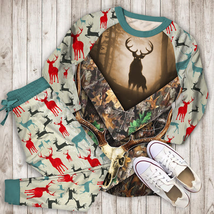 Deer Hunting Pajama Set | Pajamas | Cotton Sleepwear Sets | Soft Long Sleeve Pjs | Raglan Shirt and Pants Set