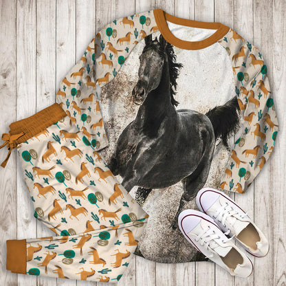 Gypsy Horse Pajama Set | Pajamas | Cotton Sleepwear Sets | Soft Long Sleeve Pjs | Raglan Shirt and Pants Set