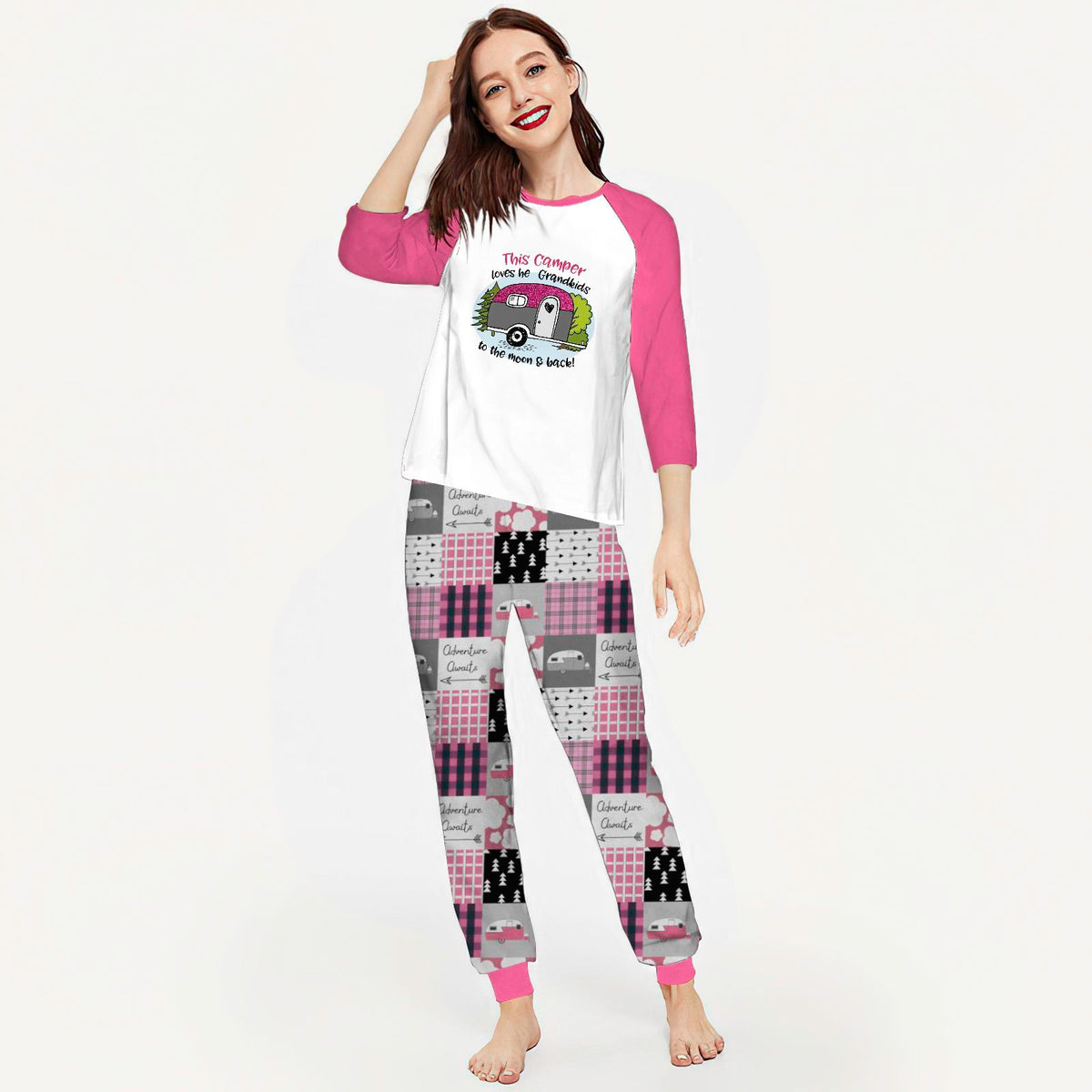 Camping Love Grandkids Aaj Pajama Set |Sleepwear Pjs Sets | Raglan Shirt Pants Set