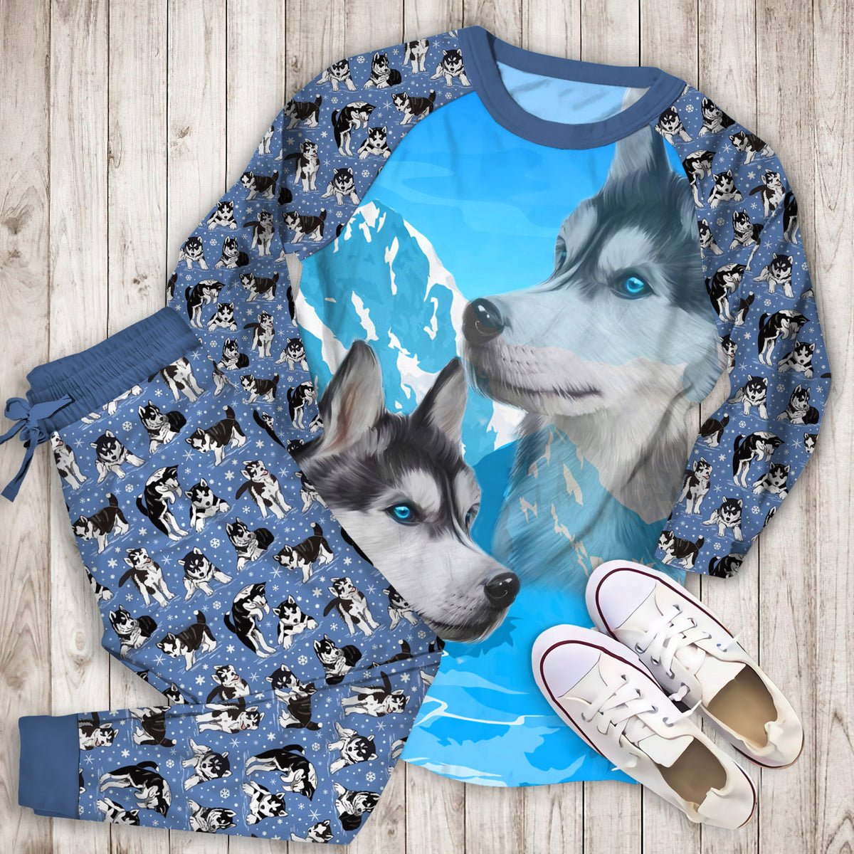 Husky Pajama Set |Sleepwear Pjs Sets | Raglan Shirt Pants Set
