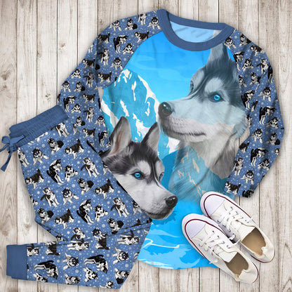 Husky Pajama Set |Sleepwear Pjs Sets | Raglan Shirt Pants Set