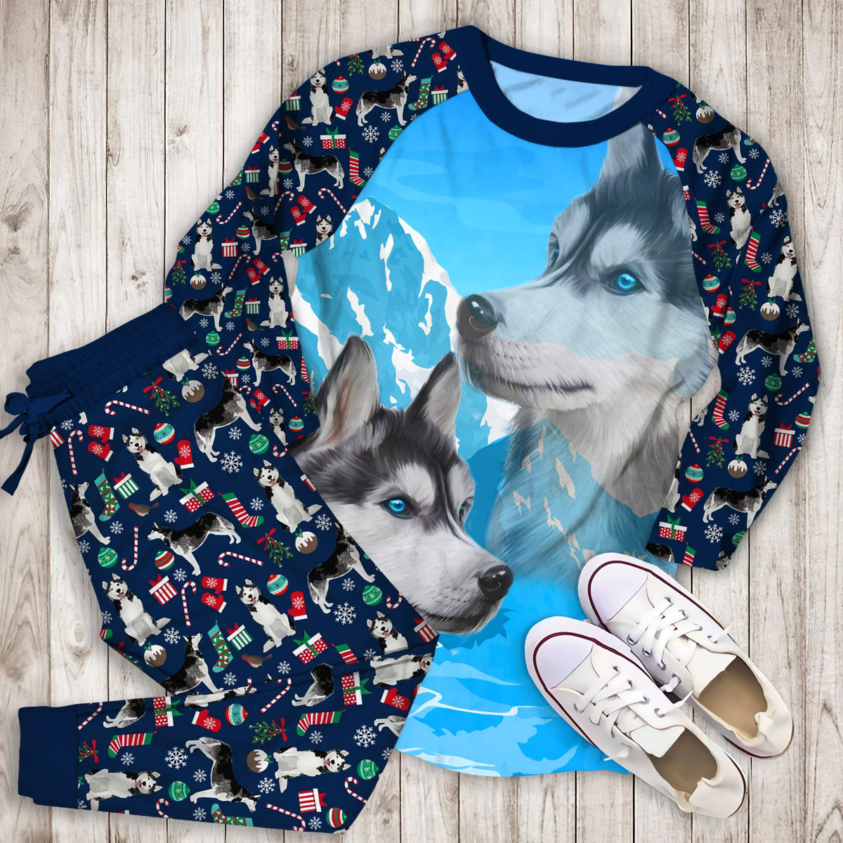 Husky Pajama Set |Sleepwear Pjs Sets | Raglan Shirt Pants Set