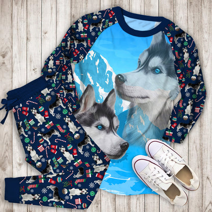 Husky Pajama Set |Sleepwear Pjs Sets | Raglan Shirt Pants Set