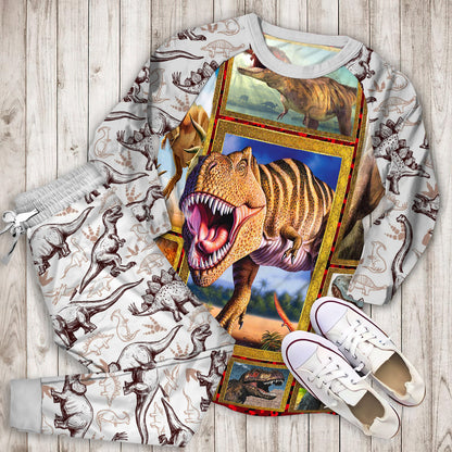 Dinosaur Pajama Set | Pajamas | Cotton Sleepwear Sets | Soft Long Sleeve Pjs | Raglan Shirt and Pants Set