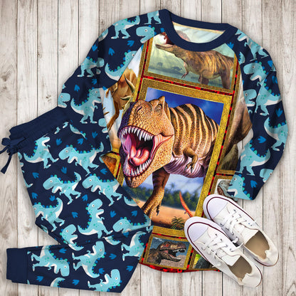 Dinosaur Pajama Set | Pajamas | Cotton Sleepwear Sets | Soft Long Sleeve Pjs | Raglan Shirt and Pants Set