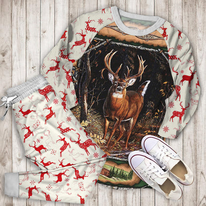 Deer Pajama Set | Pajamas | Cotton Sleepwear Sets | Soft Long Sleeve Pjs | Raglan Shirt and Pants Set