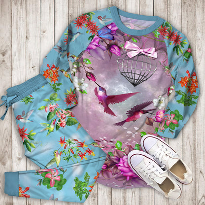 Hummingbird Pajama Set |Sleepwear Pjs Sets | Raglan Shirt Pants Set
