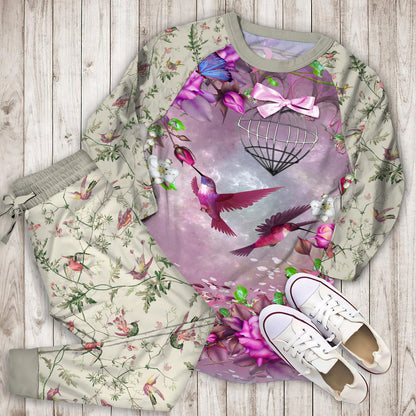 Hummingbird Pajama Set |Sleepwear Pjs Sets | Raglan Shirt Pants Set