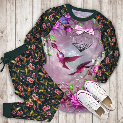 Hummingbird Pajama Set |Sleepwear Pjs Sets | Raglan Shirt Pants Set