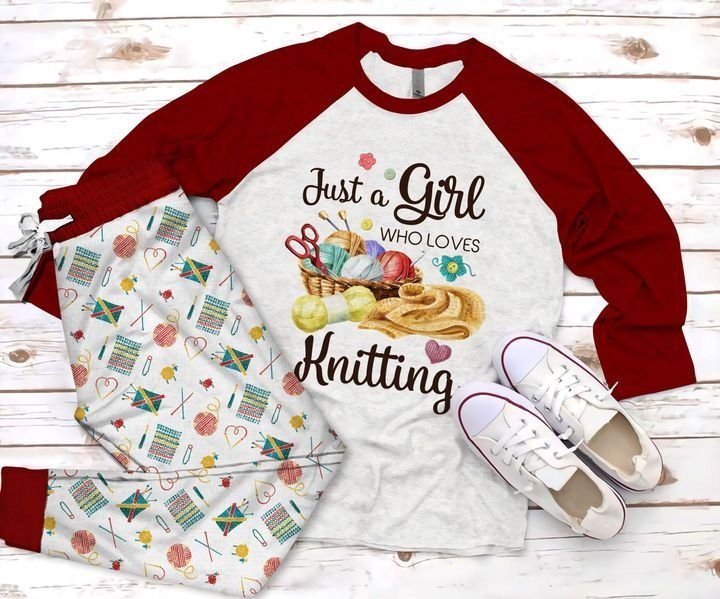 Knitting Loves Pajama Set |Sleepwear Pjs Sets | Raglan Shirt Pants Set
