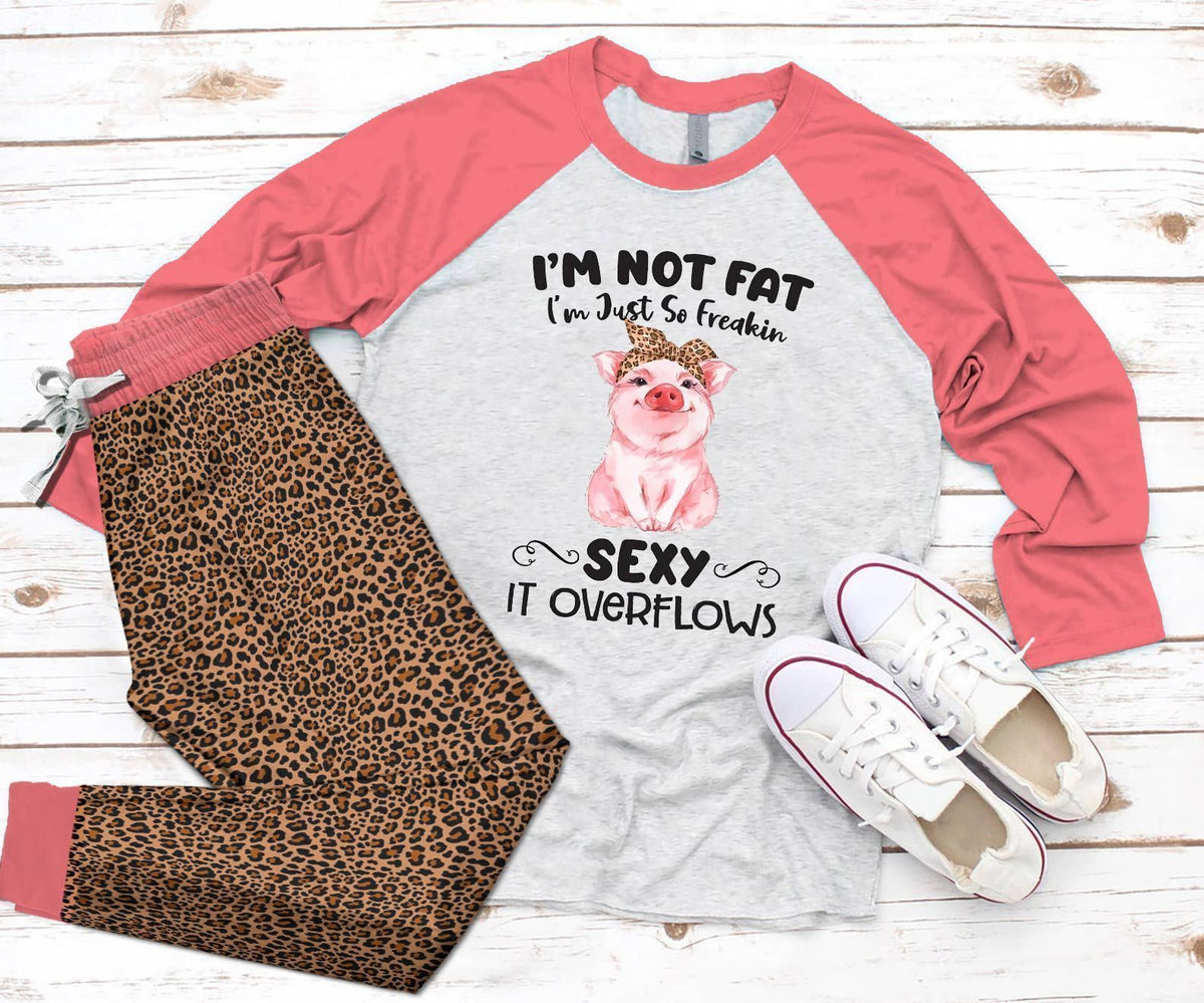 Pig Overflows Pajama Set |Sleepwear Pjs Sets | Raglan Shirt Pants Set