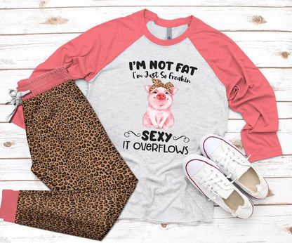 Pig Overflows Pajama Set |Sleepwear Pjs Sets | Raglan Shirt Pants Set