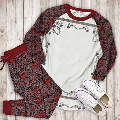Modern Heirloom Heather Pajama Set | Pajamas | Cotton Sleepwear Sets | Soft Long Sleeve Pjs | Raglan Shirt and Pants Set