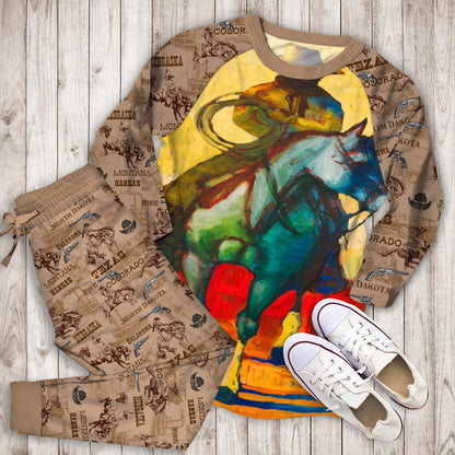 Cowboy Pajama Set | Pajamas | Cotton Sleepwear Sets | Soft Long Sleeve Pjs | Raglan Shirt and Pants Set