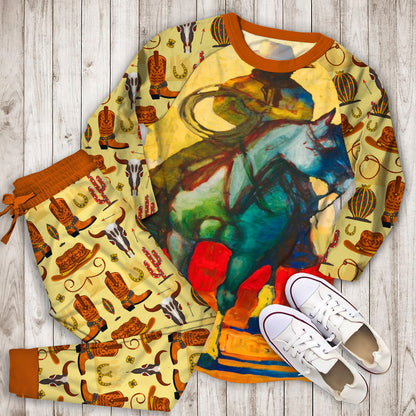 Cowboy Pajama Set | Pajamas | Cotton Sleepwear Sets | Soft Long Sleeve Pjs | Raglan Shirt and Pants Set
