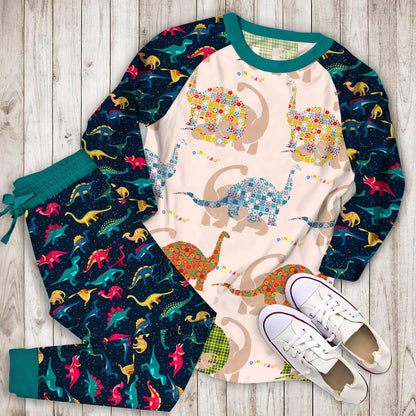 Dinosaur Pajama Set | Pajamas | Cotton Sleepwear Sets | Soft Long Sleeve Pjs | Raglan Shirt and Pants Set