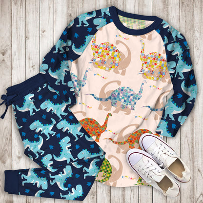 Dinosaur Pajama Set | Pajamas | Cotton Sleepwear Sets | Soft Long Sleeve Pjs | Raglan Shirt and Pants Set