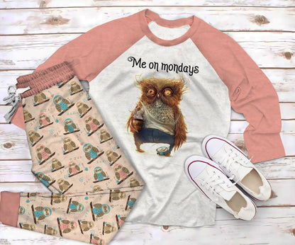 Owl Need Sleeping Pajama Set |Sleepwear Pjs Sets | Raglan Shirt Pants Set