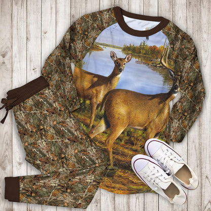 Hunting Deer Hunting Pajama Set | Pajamas | Cotton Sleepwear Sets | Soft Long Sleeve Pjs | Raglan Shirt and Pants Set
