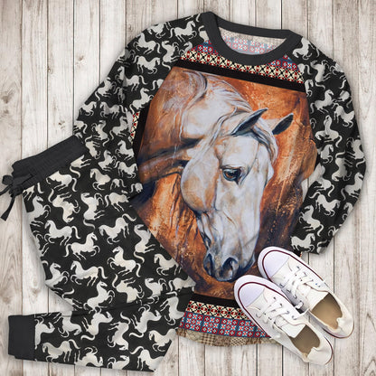Horse Pajama Set | Pajamas | Cotton Sleepwear Sets | Soft Long Sleeve Pjs | Raglan Shirt and Pants Set