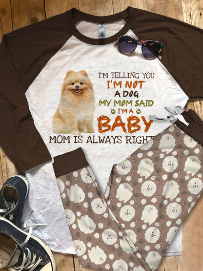 Pomeranian M Pajama Set |Sleepwear Pjs Sets | Raglan Shirt Pants Set